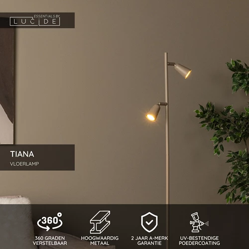 Lucide TIANA - Vloerlamp - 2xGU10 - Taupe | Essential - USP